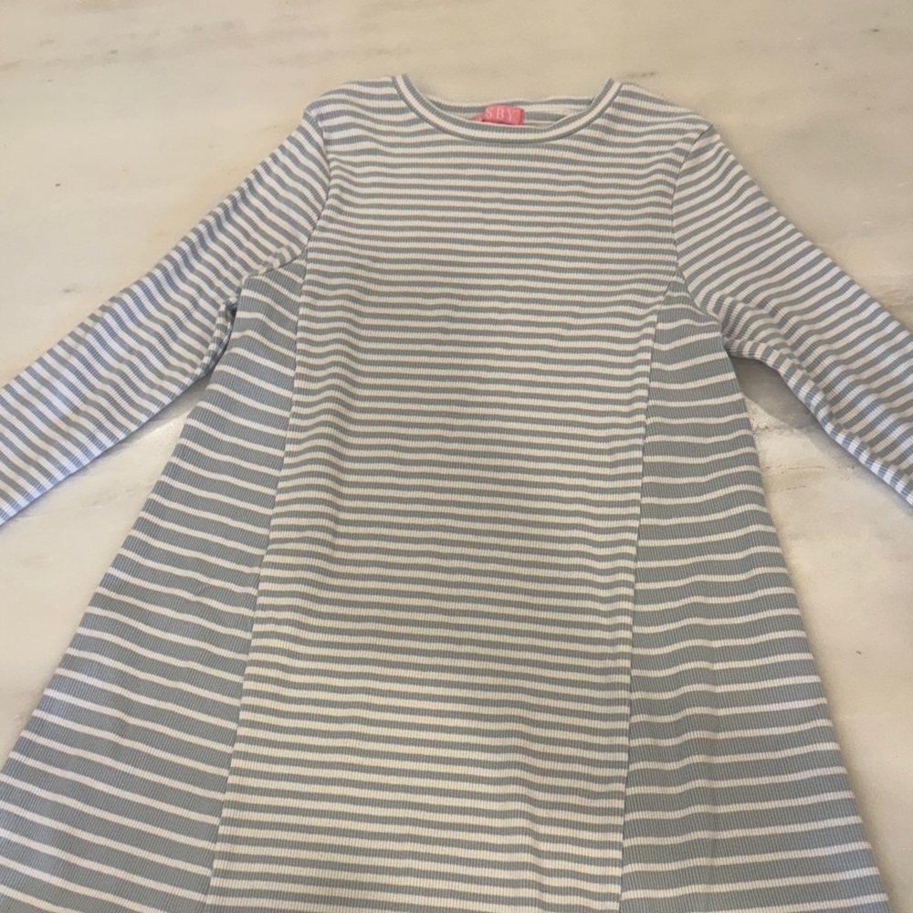 Striped Blue and White Kids Casual Dress